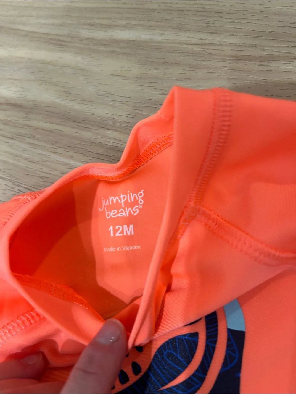 jumping beans Neon Orange Long Sleeve Rashguard with Blue Surfing Dinosaur
